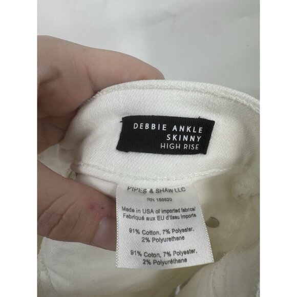 Veronica Beard Debbie Ankle Skinny Jeans 26 High Rise Button Fly White Preppy - Picture 5 of 10